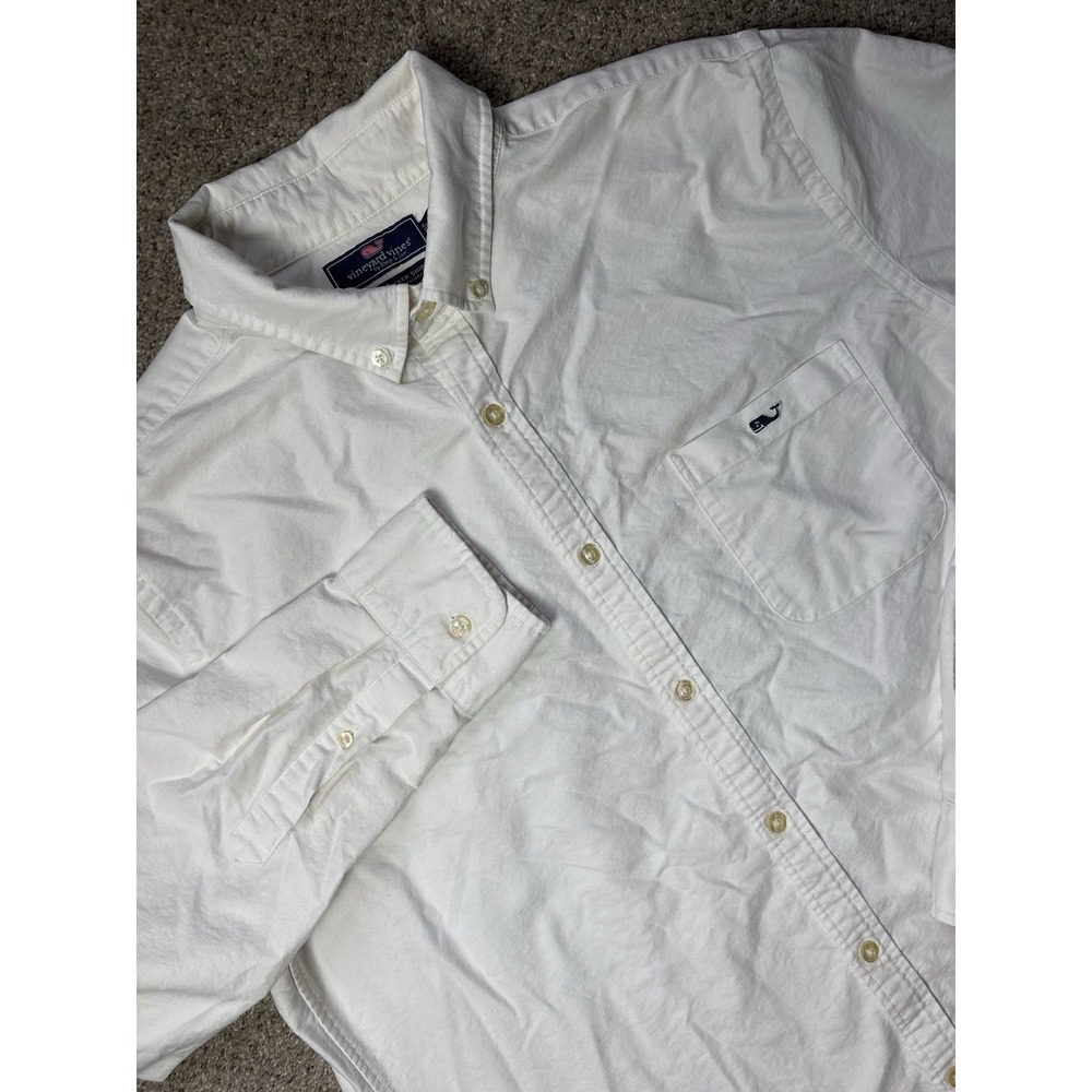 Vineyard Vines Men's Large Slim Fit Tucker Shirt Solid White With Pocket Cotton